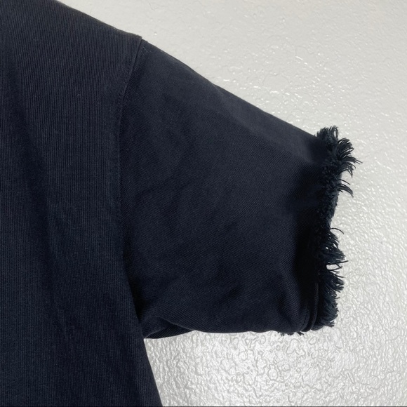 Madewell Black Fringe Sleeve and Hem Crop Top - Picture 3 of 5